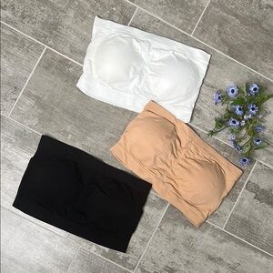 Seamless White, Black, and Tan Bandeau Set